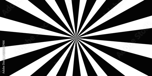 A trendy vintage sunburst pattern features a black and white abstract background of grunge rays and retro spiral lines for an artistic vector wallpaper design