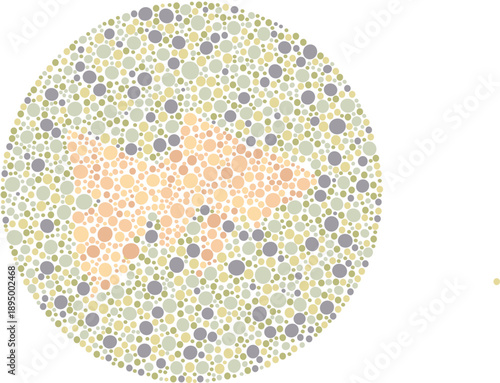 Color Blind Test Vector Plate with Hidden Clownfish Shape in Ishihara Style. Color Blind Test with Animal Image