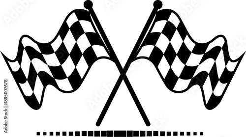 Checkered racing flag, two finish flags for car race,  sports competitions, vector