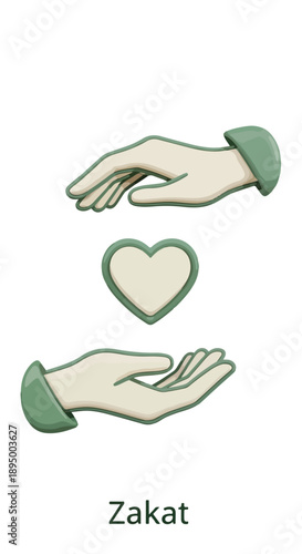 Illustration of two hands holding a green-outlined heart in mid-air on a white background.