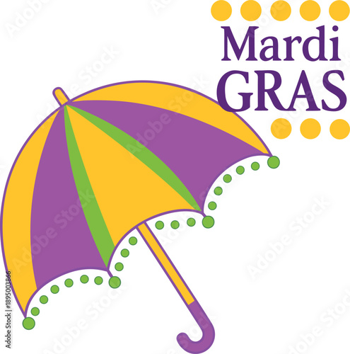 Mardi gras umbrella illustration for carnival celebrations and parades