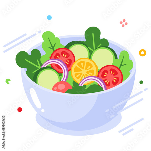 Colorful fresh salad with lettuce, tomatoes, cucumbers, and onions in a bowl