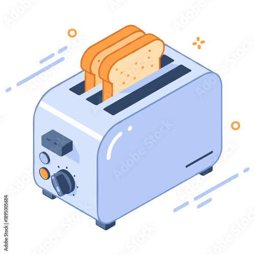 Modern toaster with two slices of bread in motion