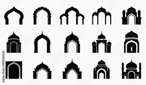 Architectural Elegance: A curated selection of stylized archways and domes, representing the rich tapestry of architectural forms, showcasing a visual symphony of design and aesthetic appeal.