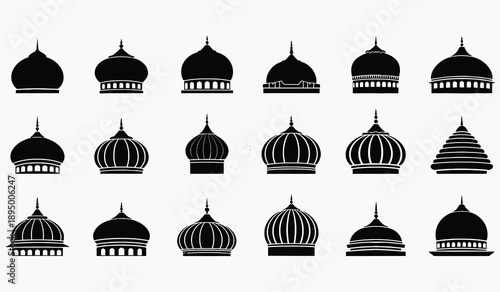 Architectural Domes: A compilation of architectural domes in silhouette, showcasing intricate designs and varied styles.