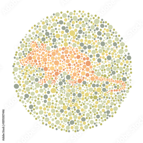 Color Blind Test Vector Plate with Hidden mouse Shape in Ishihara Style. Color Blind Test with Animal Image
