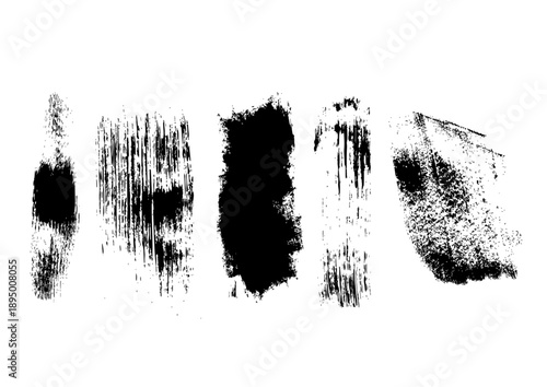 黒インクのグランジ筆跡セット テクスチャ素材