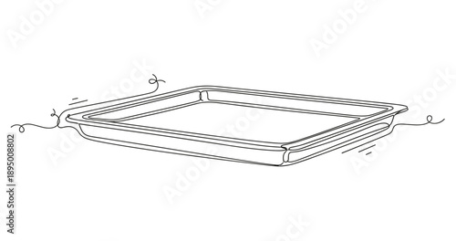 Rectangular baking tray illustration with simple line art design. Non editable stroke