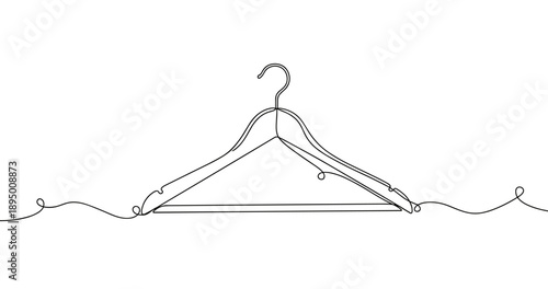 Minimalist single line drawing of clothes hanger. Non editable stroke