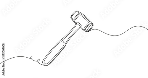 Continuous line drawing of a hammer on white background. Non editable stroke