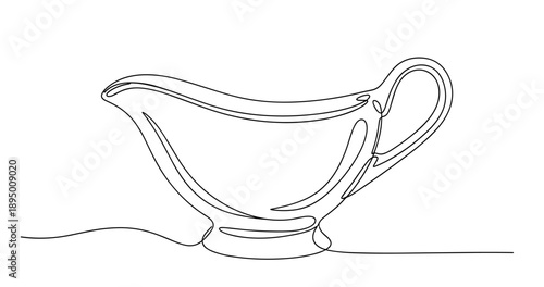Minimalist continuous line drawing of a gravy boat. Non editable stroke