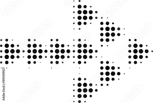 Black vector arrow icons. Cursor. Arrows sign. Modern Simple Arrows. Arrow Icon halftone made of dots on white background. Transparent background