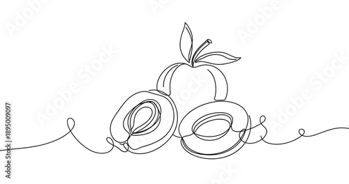 Continuous line art of apples: minimalist black and white drawing. Non editable stroke