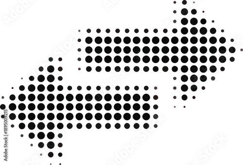 Black vector arrow icons. Cursor. Arrows sign. Modern Simple Arrows. Arrow Icon halftone made of dots on white background. Transparent background