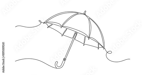 Minimalist line art: umbrella design on white background. Non editable stroke