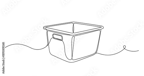 Minimalist line art of a plastic container on white background. Non editable stroke