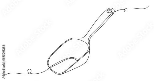 Minimalist line art of scoop with handle. Non editable stroke