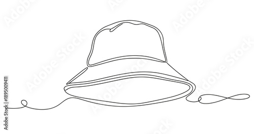 Minimalist continuous line art of a hat on white background. Non editable stroke