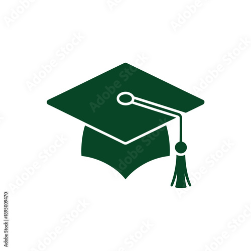 Green graduation cap icon symbol