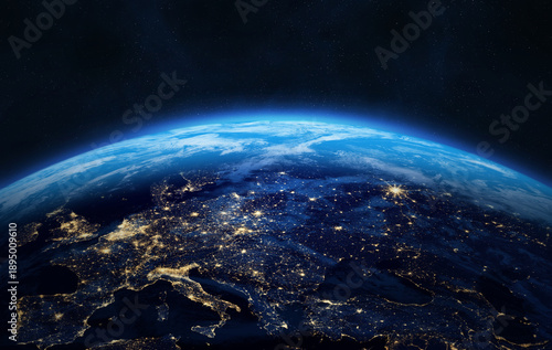 Schilderij op canvas Earth planet at night