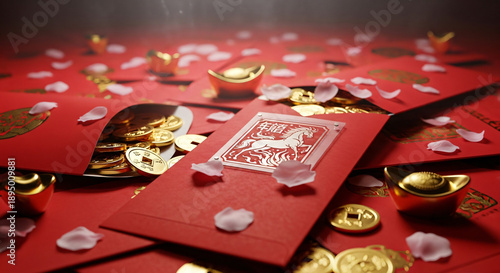 Chinese New Year Red Envelopes and Gold Coins Chinese new year lunar new year year of the horse pros
