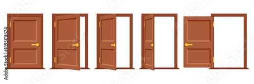 Entrance and doorways icon set collection in flat style. Entry vector illustration on isolated background. Door sign business concept.