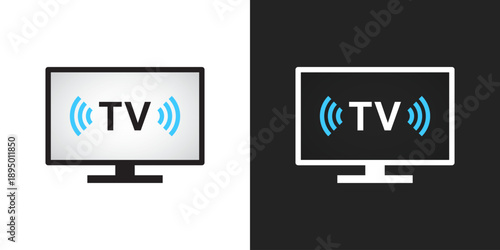 Retro tv icon in flat style. Television vector illustration on isolated background. Old screen sign business concept.