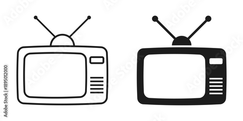 Retro tv icon in flat style. Television vector illustration on isolated background. Old screen sign business concept.