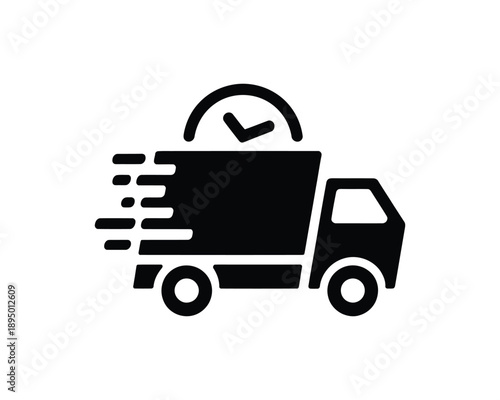 Fast delivery truck vector illustration, express shipping service, quick transport, on time order, logistic solution
