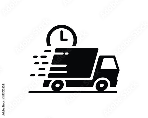Fast delivery truck vector icon, express shipping service, quick transport, on time order, logistic solution, moving box