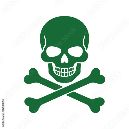 Green Skull and Crossbones Pirate Symbol