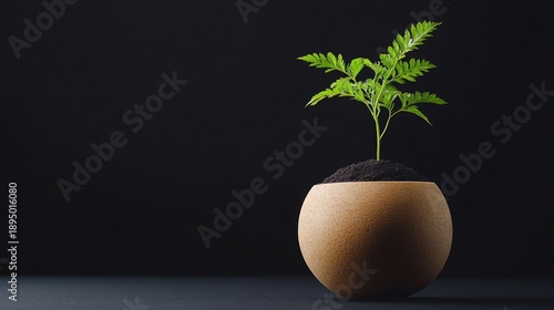 Tiny plant in a textured pot