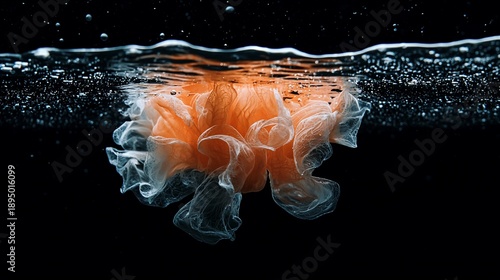 Translucent ghostly bloom drifting beneath waters surface