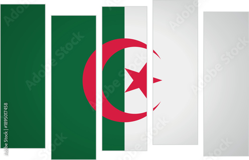 Flag of Algeria. Flag with a design featuring vertical panels in a modular perspective