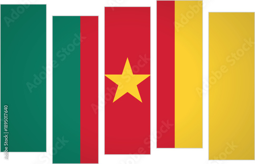 Flag of Cameroon. Flag with a design featuring vertical panels in a modular perspective