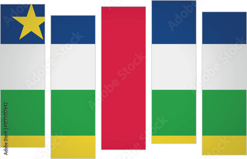 Flag of Central African Republic. A design featuring vertical panels in a modular perspective
