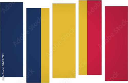 Flag of Chad. Flag with a design featuring vertical panels in a modular perspective