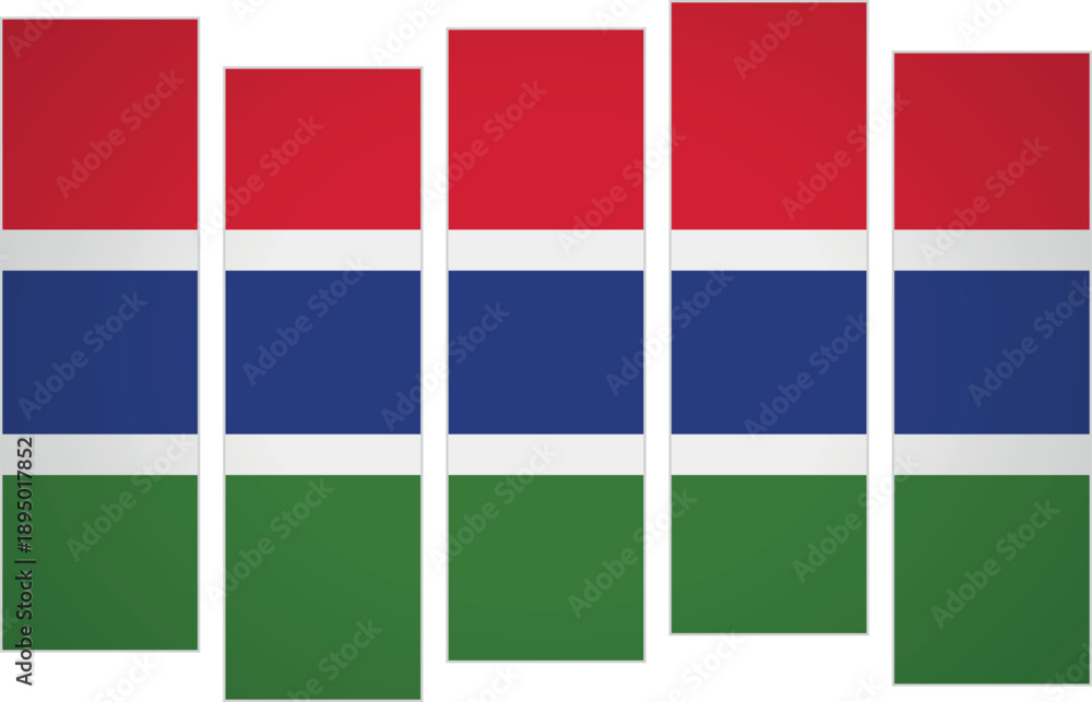 Obraz premium Flag of Gambia. Flag with a design featuring vertical panels in a modular perspective