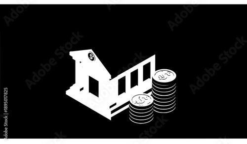 Modern bank building isometric vector icon business and finance symbol