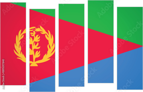 Flag of Eritrea. Flag with a design featuring vertical panels in a modular perspective