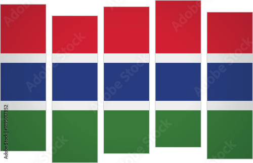 Flag of Gambia. Flag with a design featuring vertical panels in a modular perspective