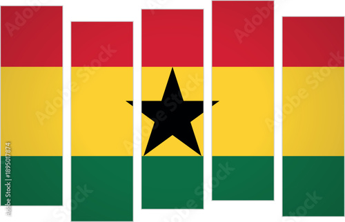 Flag of Ghana. Flag with a design featuring vertical panels in a modular perspective