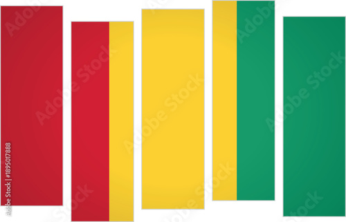 Flag of Guinea. Flag with a design featuring vertical panels in a modular perspective