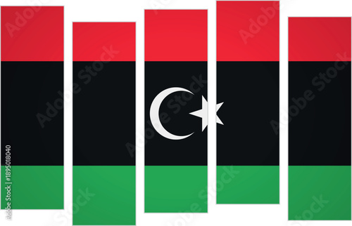 Flag of Libya. Flag with a design featuring vertical panels in a modular perspective