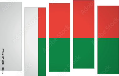 Flag of Madagascar. Flag with a design featuring vertical panels in a modular perspective