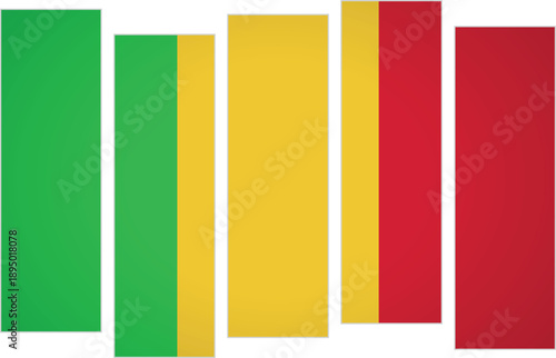 Flag of Mali. Flag with a design featuring vertical panels in a modular perspective