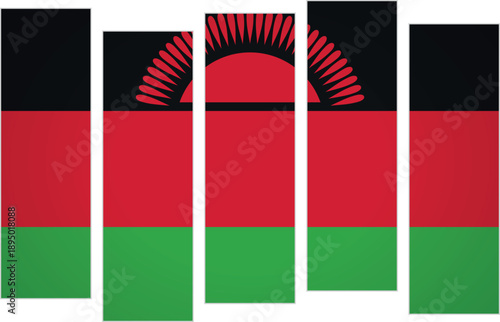Flag of Malawi. Flag with a design featuring vertical panels in a modular perspective