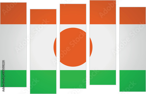 Flag of Niger. Flag with a design featuring vertical panels in a modular perspective