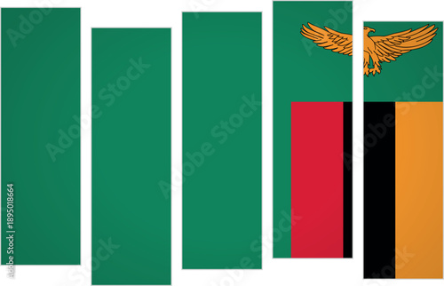 Flag of Zambia. Flag with a design featuring vertical panels in a modular perspective