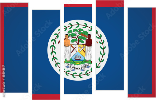 Flag of Belize. Flag with a design featuring vertical panels in a modular perspective